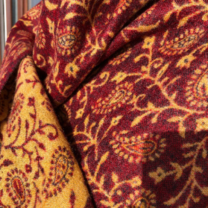 Châle à motif indien Rouge en laine de yack YK1