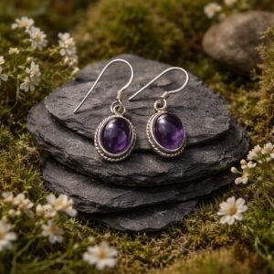 Boucle d&rsquo;oreille et améthyste