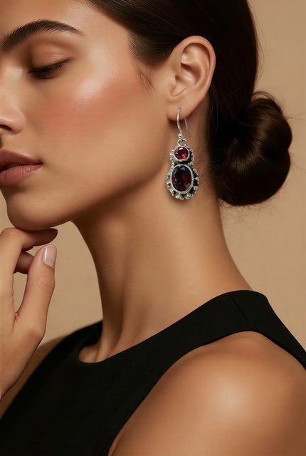 Boucle d'oreille et calcédoine BOGRNT1 – Image 4