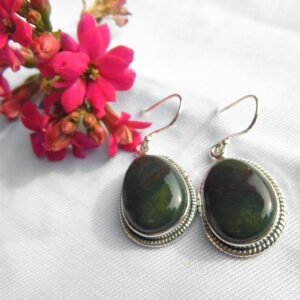 Boucle d&rsquo;oreille et jaspe sang de dragon BOJSPDRG1