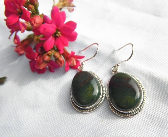 Boucle d'oreille et jaspe sang de dragon BOJSPDRG1 – Image 2