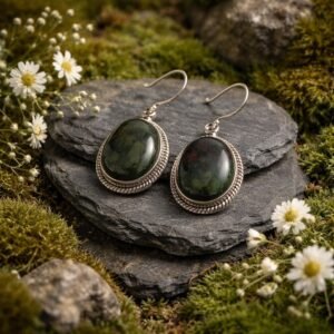 Boucle d&rsquo;oreille et jaspe sang de dragon BOJSPDRG1