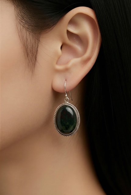 Boucle d'oreille et jaspe sang de dragon BOJSPDRG1 – Image 4