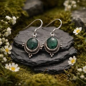 Boucle d&rsquo;oreille et racine d&rsquo;émraude BORCN1