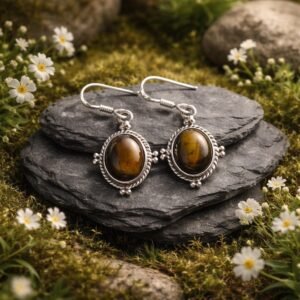 Boucle d&rsquo;oreille et œil de Tigre BOTGR2