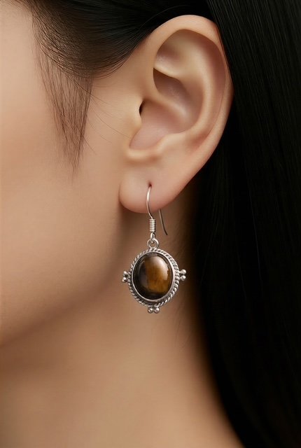 Boucle d'oreille et œil de Tigre BOTGR2 – Image 4