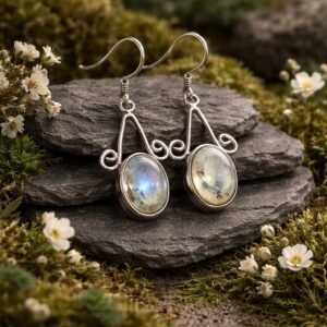 Boucle d’oreille et pierre de lune BOPDLUN2