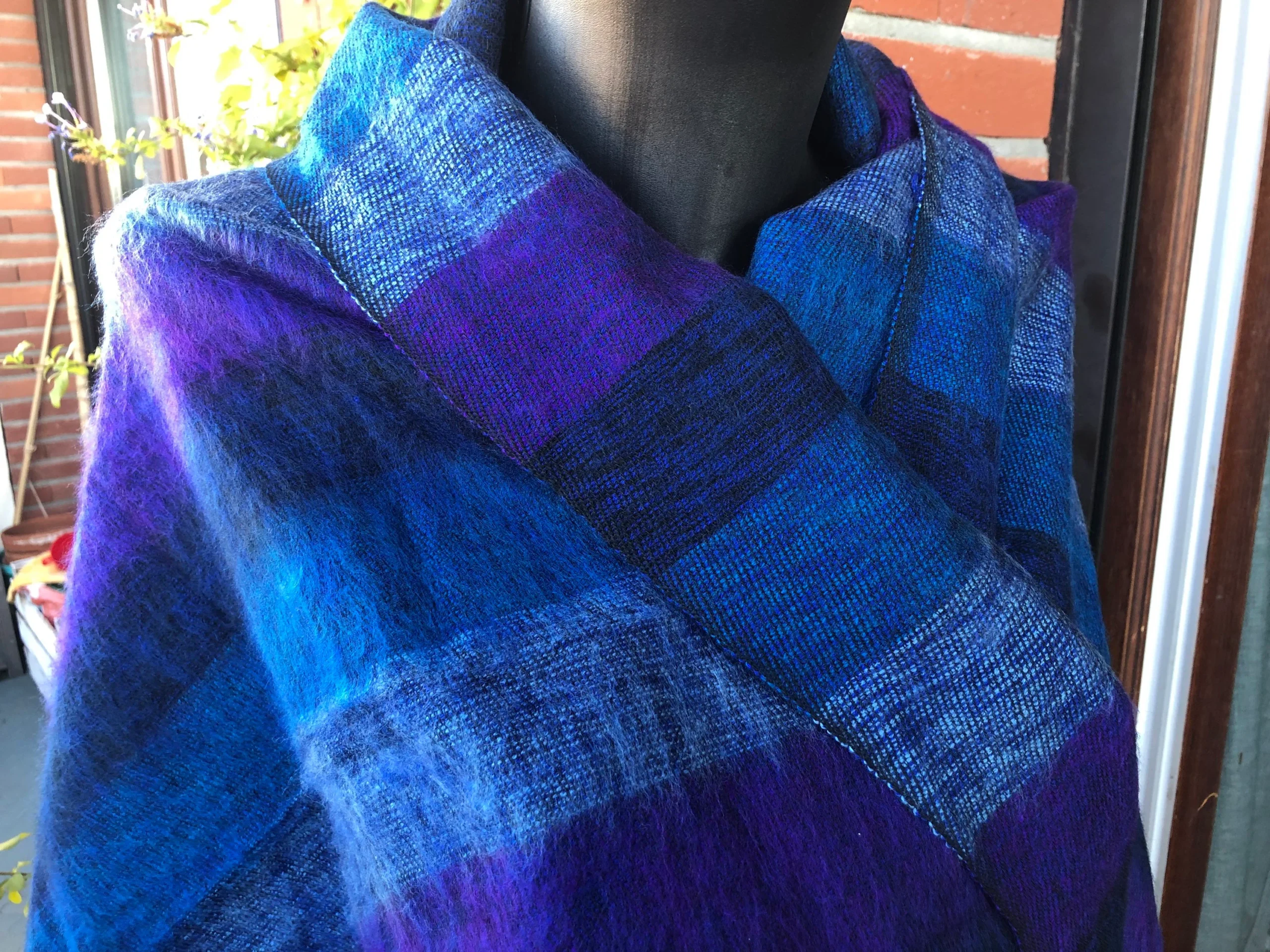 Châle Rayé bleu violet CHLRYE1